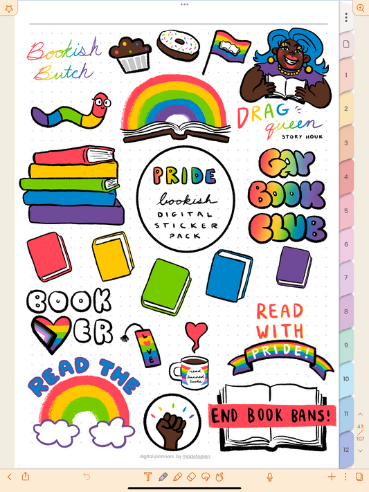 Pride Bookish Digital Sticker Pack