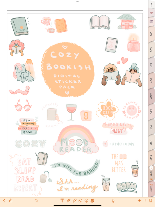 Cozy Bookish Digital Sticker Pack