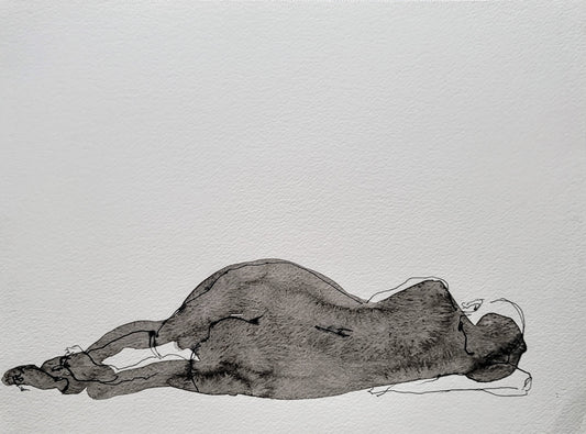 "Laying 3", 2020, ink on paper, 10 x 12 inches