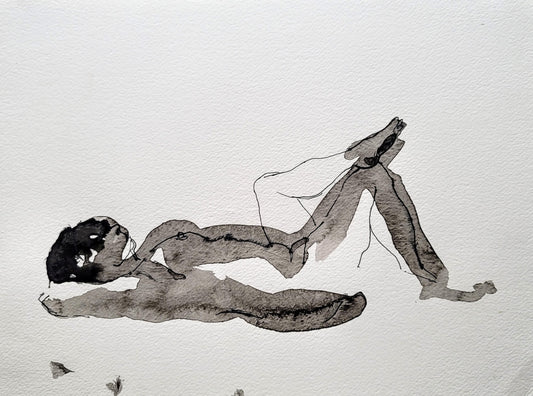 "Laying 5", 2020, ink on paper, 10 x 12 inches