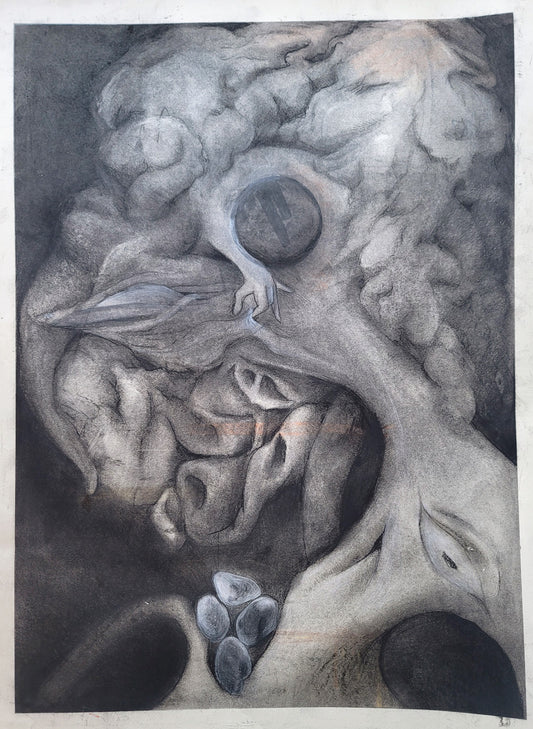 "Monster Within", 2018, charcoal and graphite on paper, 18 x 24 inches
