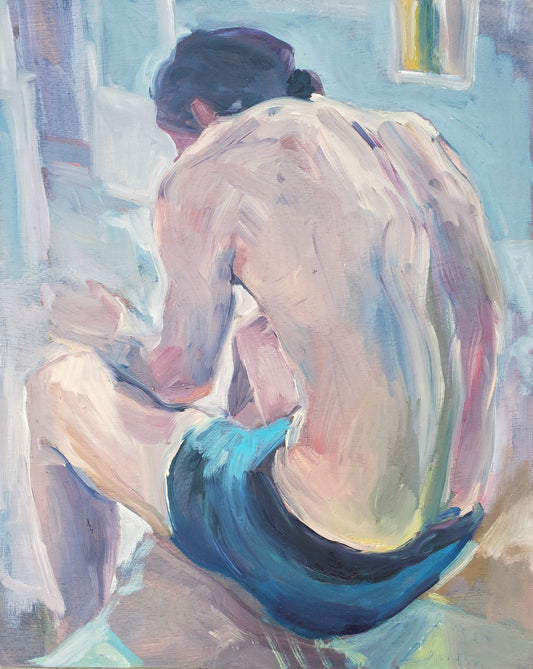 "Prismatic Back", 2019, oil on board, 16 x 20 inches